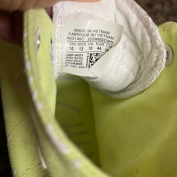 Converse Shoes Not A Chuck All Star High Top Neon  Yellow Men 10 / Women 12 - Picture 11 of 11